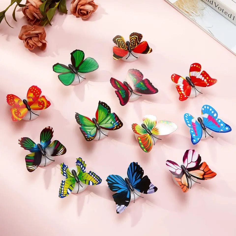 Colorful 3D Butterfly LED Night Light, Wedding Decorative Lamp, Wall Decor Glow Atmosphere Light, Butterfly Wall Stickers Light, Paste Wall Lamp, Butterfly Sticker Wall Light Colorful 3D Butterfly LED Night Light, Wedding Decorative Lamp, Wall Decor Glow Atmosphere Light, Butterfly Wall Stickers Light, Paste Wall Lamp, Butterfly Sticker Wall Light